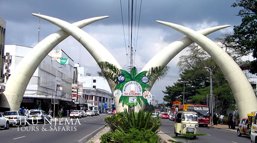Mombasa's most famous landmark are the historic 'Tusks' located along Moi Avenue